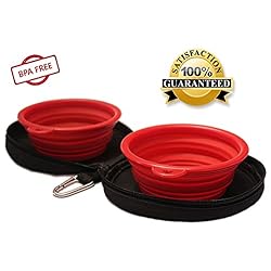 Travel Pet Bowl Set - 2 Collapsible Silicone Bowls 