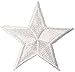 Simplicity White Silver Star Applique Clothing Iron On Patch, 4pc, 1.25