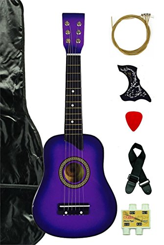 Purple Acoustic Toy Guitar for Kids with Carrying Bag and Accessories & DirectlyCheap(TM) Translucent Blue Medium Guitar Pick