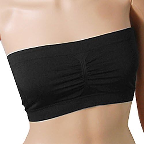 Sexy Women Ladies Strapless Boob Tube Top Padded Bandeau Bra (Black)