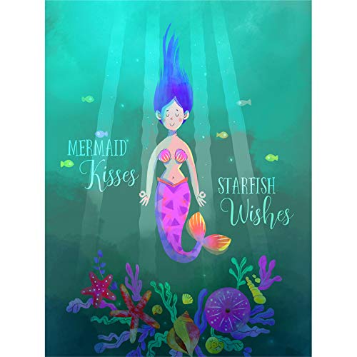 Wee Blue Coo Mermaid Kisses Starfish Wishes Canvas Wall Art Print