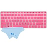 LeenCore® Ultra thin Silicone Laptop Keyboard Cover Skin Protector for HP 2000, CQ43 CQ57 CQ58 G6-1xxx series, G6T-1xxx series, G6S-1xxx series, G6z-1xxx series, G4, DM4-3xxx series, DV4-4xxx series, DV4-5xxx series, ENVY 15-3xxx series, ENVY Sleekbook 4t-1xxx series, ENVY Sleekbook 6t-1xxx series US Layout + 1x Microfiber Cleaning Cloth from LeenCore (Translucent Pink)