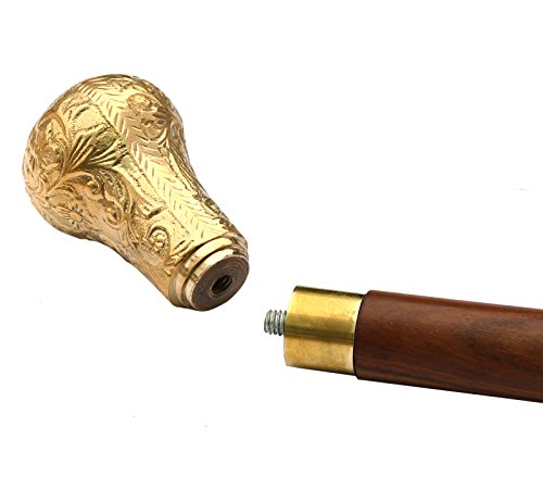 SouvNear 37.4'' Canes and Walking Sticks in Natural Wood with a Brass Handle - Elegant Walking Cane