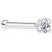 Solid 14KT White Gold 2mm Cubic Zirconia SOLITAIRE Nose Stud Ring