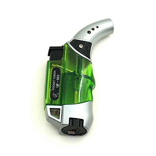 GuangFa Handheld Mini 863 Butane Torch Windproof Refillable Gas Steel Adjustable Flame 1300Â°C/2500Â°F for Kitchen Cooking Cigar Light BBQ Welding â€¦ (Green)