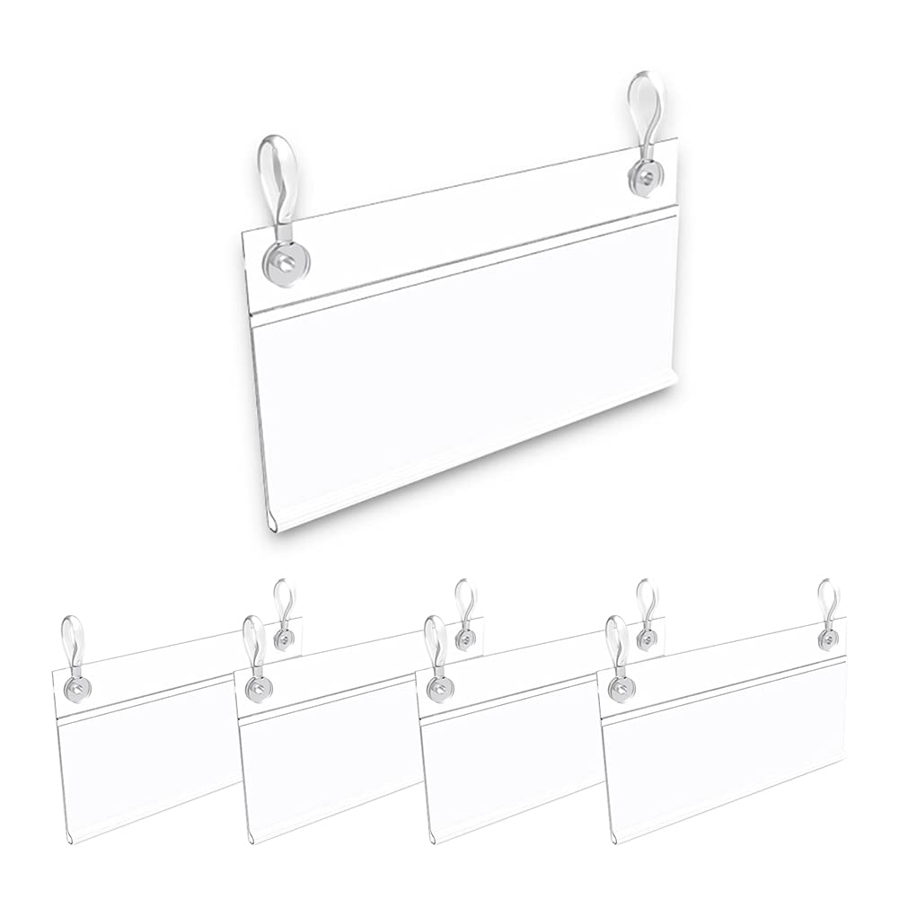 Muka 100 Pcs Wire Shelf Label Holder Double Hanging Buckle Plastic Retail Price Hang Tag for Supermarket Warehouse 3.15" x 2.16"
