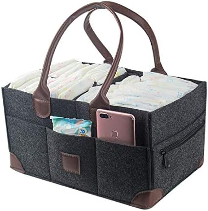 Baby Diaper Caddy Organizer, Nappy Caddy Nursery Organizer, Portable Multi-Pocket Diaper Bag Tote, Car Travel Storage Basket, Baby Shower Gift Bags for Boys, Girls