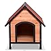 Tangkula Dog House, Wooden Pet Kennel, Outdoor Weather Waterproof Pet House, Natural Wooden Dog House Home with Reddish Brown Roof, Pet Dog House (Medium, Natural Wood)