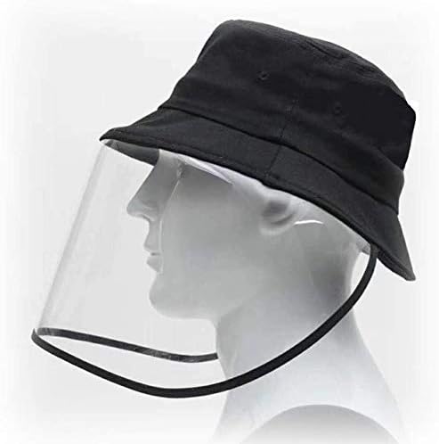 Anti-Saliva Protective Fishing Hat with Full Face Protective,Protective Eye Shield,Anti-fog,Anti-Pollution,Outdoor Dust-Proof,Unisex(Black)