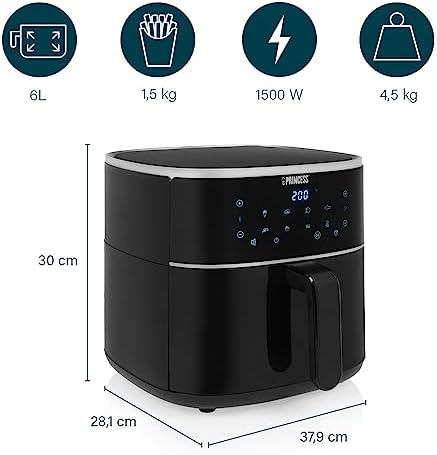 Princess 01.182244.01.001 airfryer, 1500 w, 6 litros, plástico, preto