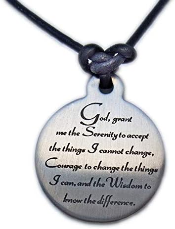 Serenity Prayer Medallion Leather Necklace