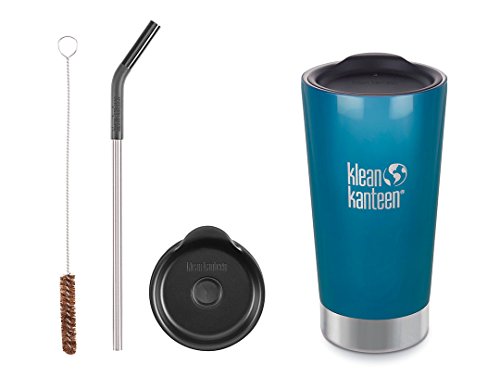 Klean kanteen insulated tumbler 16oz (winter lake) + steel straw …