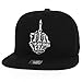 Trendy Apparel Shop Skeleton Middle Finger Embroidered Flatbill Snapback Cap - Black