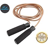 HUEY Sport Leather Jump Rope Adjustable Skipping Rope for Speed Quiet Training Boxing MMA Cardio Crossfit Fitness Works Well Both Indoor and Outside The Gym for Beginner Men and Women