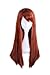 HH Building Women Side Swept Bangs Long Straight Synthetic Hair Anime Cosplay Wig (Orange)