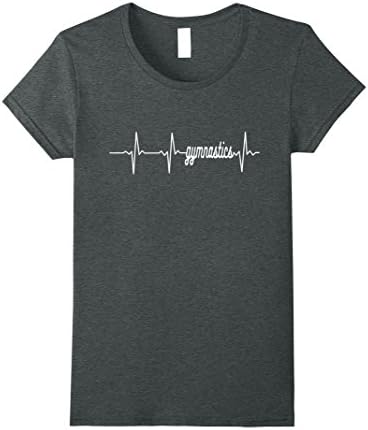 Womens Gymnastics Shirt: Funny Heartbeat Love T-Shirt XL Dark Heather