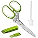 Multipurpose Herb Scissors and Stripper Set - Kale and Herb Razor Stripping Tool, 5 Blade Herb Shears with Cover,Cleaning Comb and Brush - Cutter, Chopper, Mincer for Herb by Oojdzoo