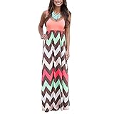 Yidarton Womens Wave Striped Summer Beach Dress Party Long Maxi Dresses