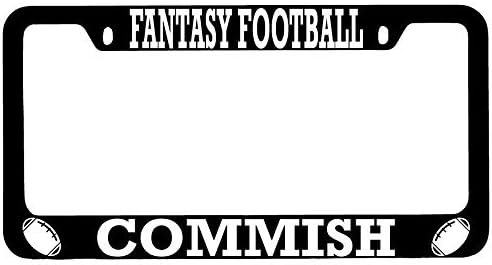 Fantasy Football Commish Black Metal License Plate Frame