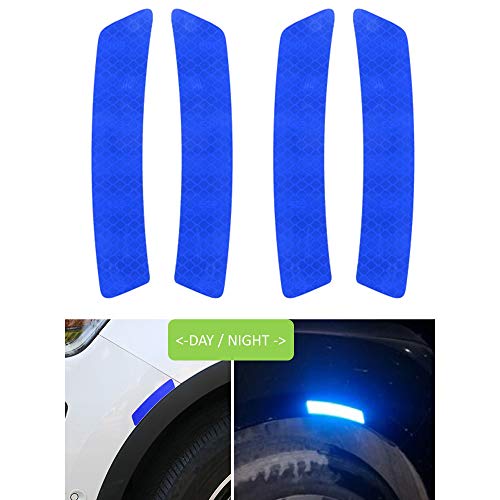 Reflective Tape Caution Warning Safety Reflector Strips Sticker Fluorescent Waterproof Reflective Car Decals for Automobile Car Pickup Truck SUV RV Boat Motorbike Helmet 4pcs (Blue, 5.5-in x 0.9-in)