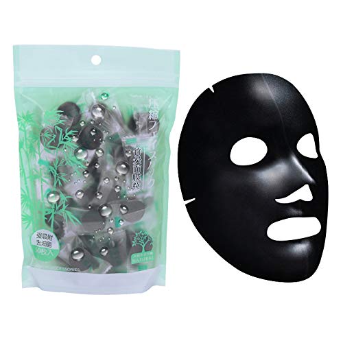 NYKKOLA Disposable Facial Mask, DIY Natural Bamboo Charcoal Compressed Facial Mask Sheet Masque, Black (50Pack)