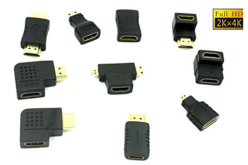 Multiple Hdmi Cable Connector Adapters Kit (10 Adapters) 4K, 1080p, 3D, HDMI 2.0, UHD Adapters