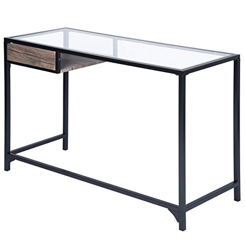 Aingoo Glass Computer Desk Study Writing Table Metal Frame For Student