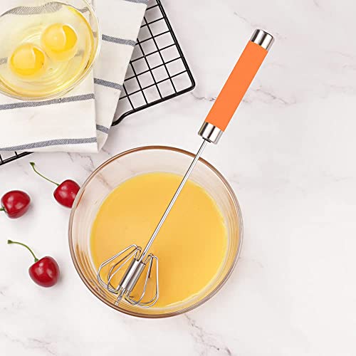 Stainless Steel Semiautomatic Whisk Egg Beater, 12" Handheld Egg Whisk