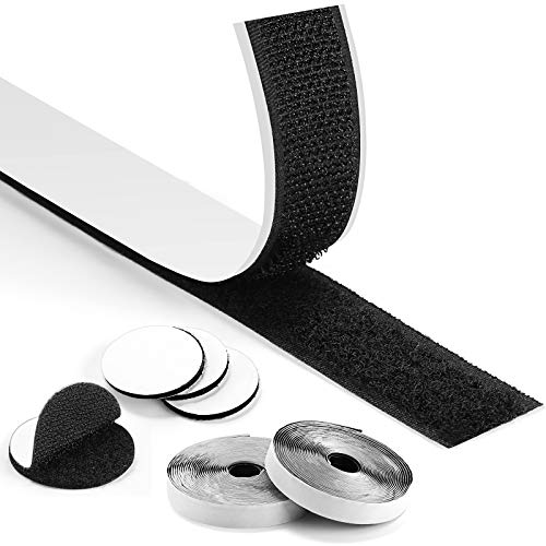 MOSOTECH-Hook-y-Loop-Auto-Adhesivo-Cinta-Rollo-8M-Nylon-Auto-Doble-Cinta-Extra-Fuerte-con-4-pcs-Adhesivo-Redondo-para-Oficina-Domestica-Bricolaje-Negro