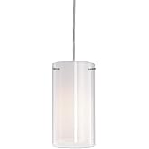 Kuzco Lighting Firenze 4" Pendant | White Finish | Clear Glass Shade with Matte Opal Inner Glass | Modern Cylindrical Pendant