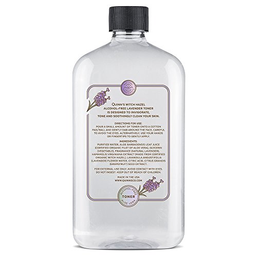 Quinns Alcohol-Free Witch Hazel 16oz - Lavender & Aloe Vera Natural Toner for Face & Skin
