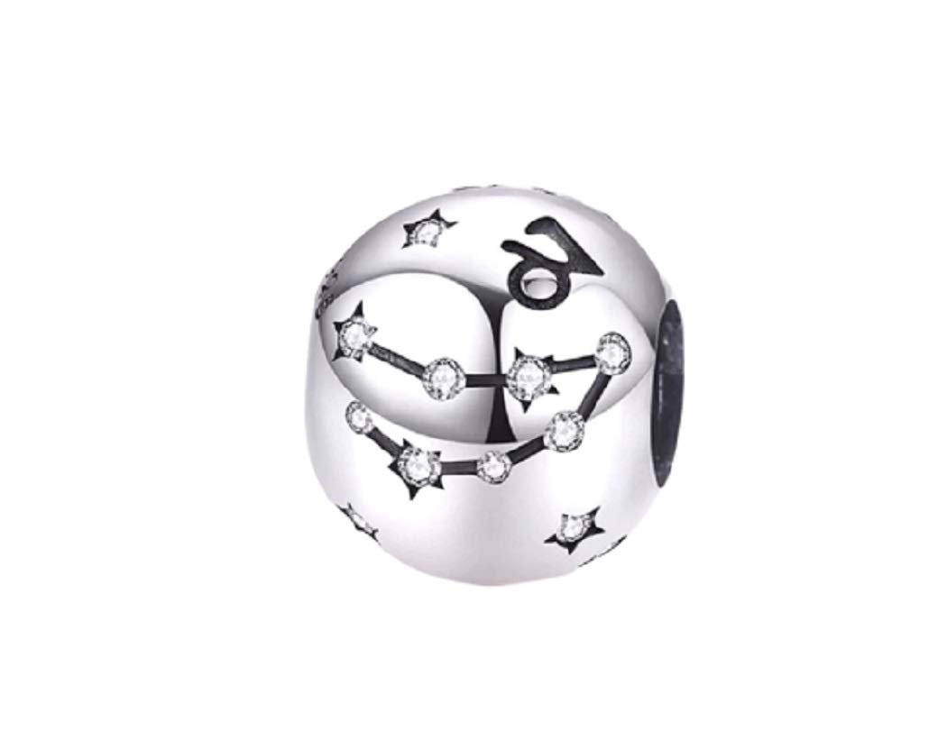 FeatherWish Capricorn Zodiac Star Sign Horoscope Charm 925 Sterling Silver Constellation Birthday Bead Fits And Compatible With Pandora Bracelets (Capricorn)