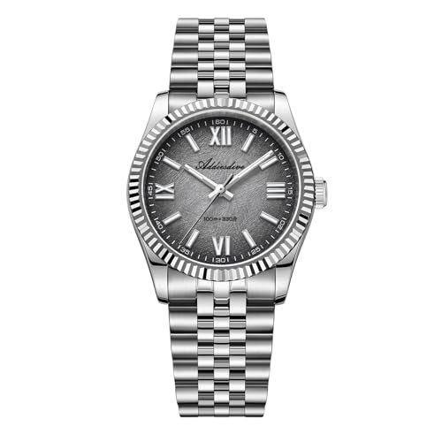 ADDIESDIVE 10.6 MM Luxury Watches for Men Women Roman Numerals Synthetic Sapphire VH Sweep Second Fluted Bezel Casual Wear Unisex Watch