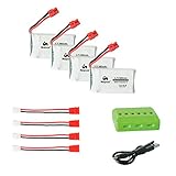 Noiposi 3.7V 680mah 20c 4Pcs Lipo Battery with X6 Charger for Syma X5HC X5HW X5UC X5UW RC Quadcopter