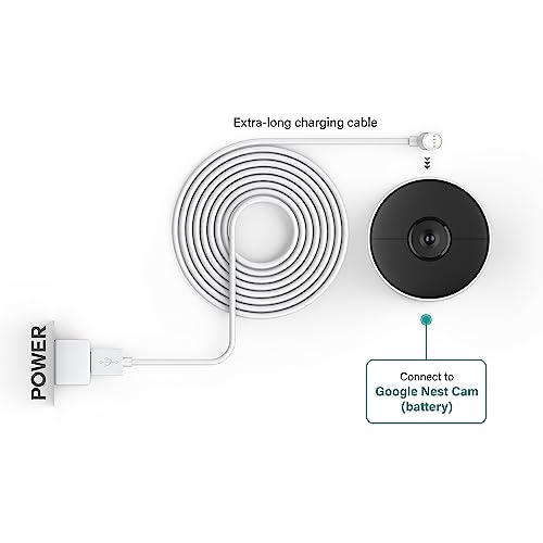 TUSITA 10ft Power Cord Compatible Google Nest Cam Outdoor or Indoor Camera - White, 3M