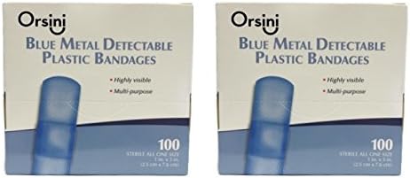 Orsini Blue Plastic Detectable Food Service Adhesive Band Aids, 1" x 3" (Pack of 200)