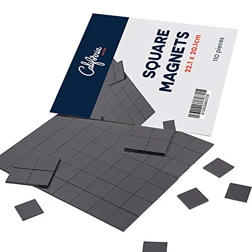 Adhesive Magnet Squares, Stick On Magnets, Magnetic Squares with Adhesive Backing, Adhesive Magnets for Crafts, Square Magnet Strips for Whiteboard, 110pcs Sticker Magnets, 22x20cm Square Magnet Tape