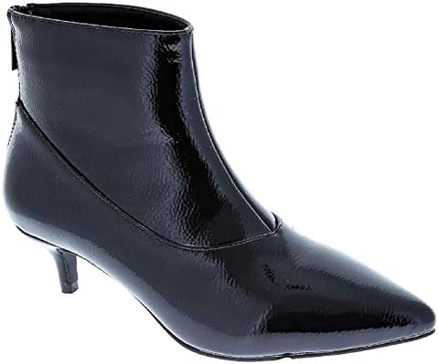 Weboo Harmoni-8 Women Patent Pointed Toe Kitten Low Heel Ankle Booties Boots Black