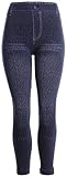 Enimay Women's Jean Look Leggings Tights Pants Floral Design Fashion Rips Ripped Flush Blue One Size