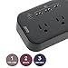 JOTO 2 Outlet Surge Protector Power Strip with USB Smart Charger (4 Port,5V 7.4A),with Type C Charging Port, 6.6ft Long Cord Extension, Home Office Desk Nightstand Travel Charger Station -Black