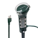 BN-LINK Outdoor Power Strip Yard Stake Timer with Photocell Dusk Till Dawn, or On at Dusk & 2, 4, 6, 8 Hour Countdown, 6 Grounded Outlets 6 ft Cord Weatherproof 1875W/15A ETL Listed