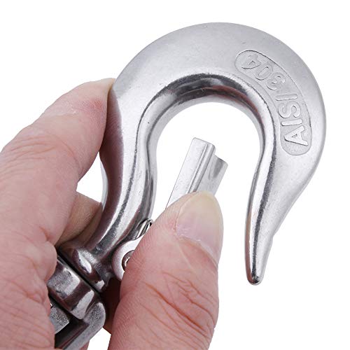 AOWISH 2-Pack 304 Stainless Steel Clevis Slip Hook with Safety Latch 1/4'' American Type Jaw & Eye Swivel Lifting Hoisting Chain Hooks for Rigging Accessory (SWL 350 KGS) - Thumbnail 5