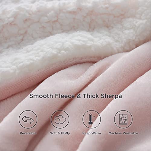 Bedsure Sherpa Fleece King Size Blanket for Bed Pink Thick Fuzzy Warm Soft Large Blankets King
