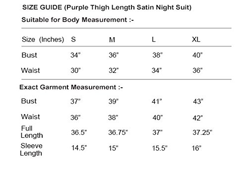 martini women thigh length satin night shirt (purple , x-large)