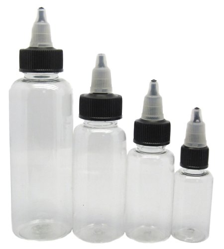 PLASTIC EMPTY TWIST TOP Bottles 1/2oz 10-Pack Clear Tattoo Ink Supply