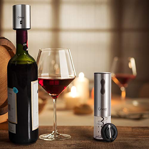 Electric Wine Opener Gift Set with Foil Cutter, Mini Wine Pump Sealer and Stopper with Date Marker, Wine Aerator Pourer and Batteries Included 7717-W102-03 - Thumbnail 7