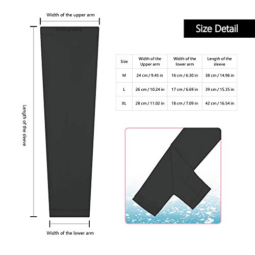 Arm Sleeves,UV Protection Cooling Sleeve to Cover Arms for Men & Women 1 Pair Sports Compression Sun Sleeves for Running,Cycling,Fishing,Golf,Volleyball,Basketball,Baseball & Football (black, X-Large) - Thumbnail 6
