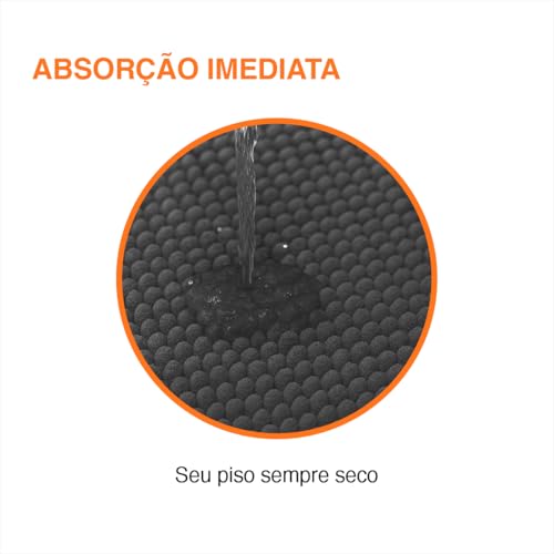 Kit 2 Tapetes Banheiro Microfibra Antiderrapante Absorvente 58 x 38 cm Cinza