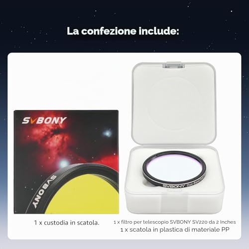 Svbony SV220 Filtro per Telescopio, H-Alpha e OIII, 3 nm Doppia Banda 2" Filtro Nebuloso, Imaging con Alone Minimo, Compatibile con Full Frame, Accessorio per Telescopio OD5, per Astrofotografia