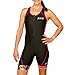 SLS3 Triathlon Suits Women - One Piece Tri Suit Women - Pro Womens Triathlon Suit - Premium Trisuit, No Shelf Bra (Black/Bright Rose, Medium)